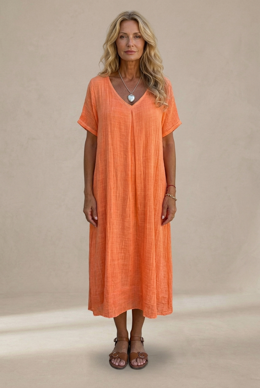 Marisol | Abito maxi ampio con scollo a V e caduta fluida
