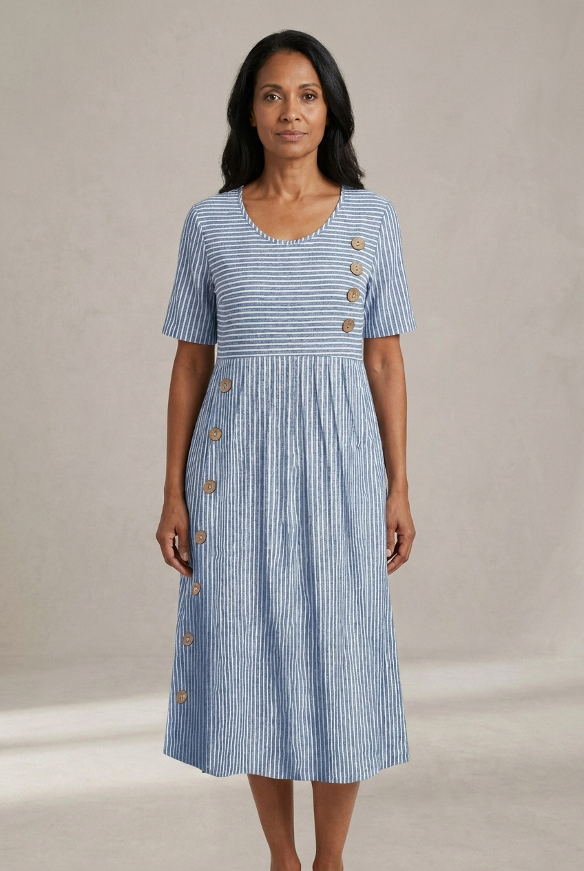 Marisol | Abito midi fluido a righe