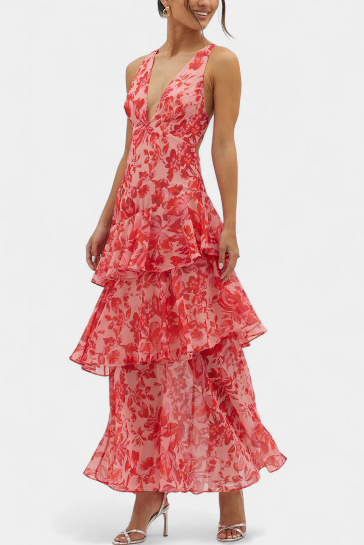 Domenica | Abito in chiffon con scollo a V
