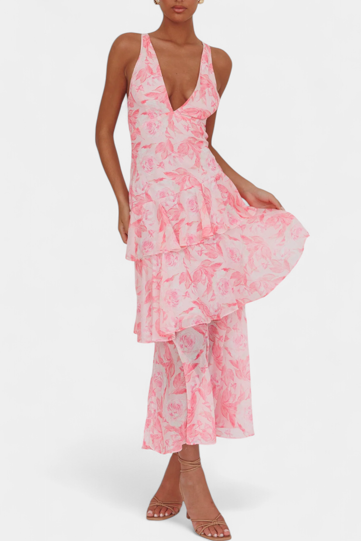 Domenica | Abito in chiffon con scollo a V