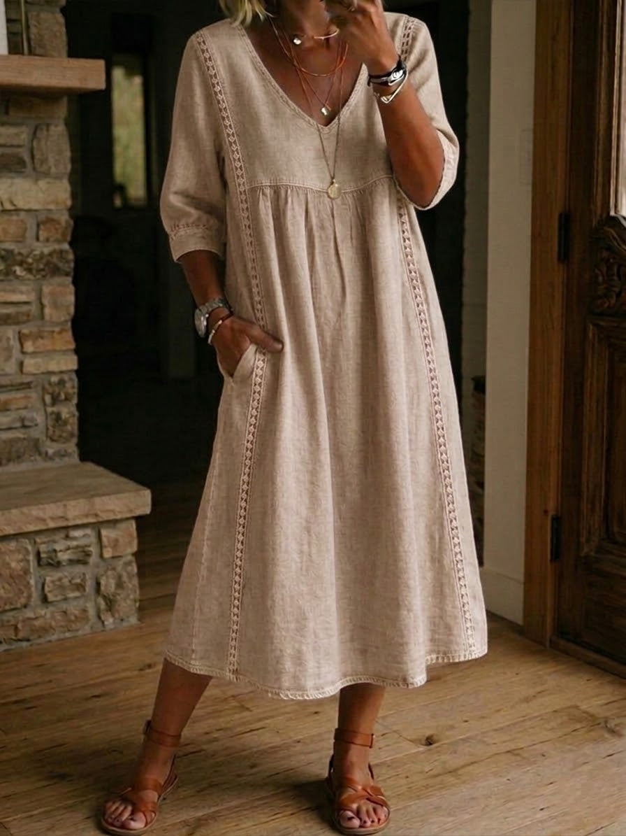 Alba | Abito maxi con stampa floreale artistica e cotone premium