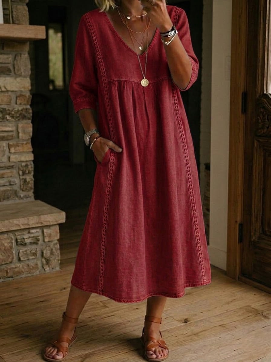 Alba | Abito maxi con stampa floreale artistica e cotone premium