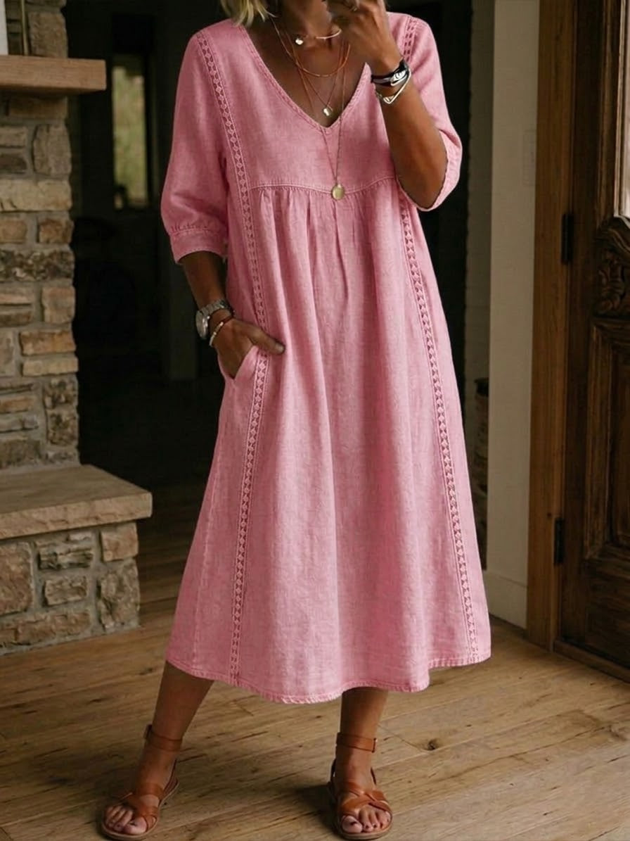 Alba | Abito maxi con stampa floreale artistica e cotone premium
