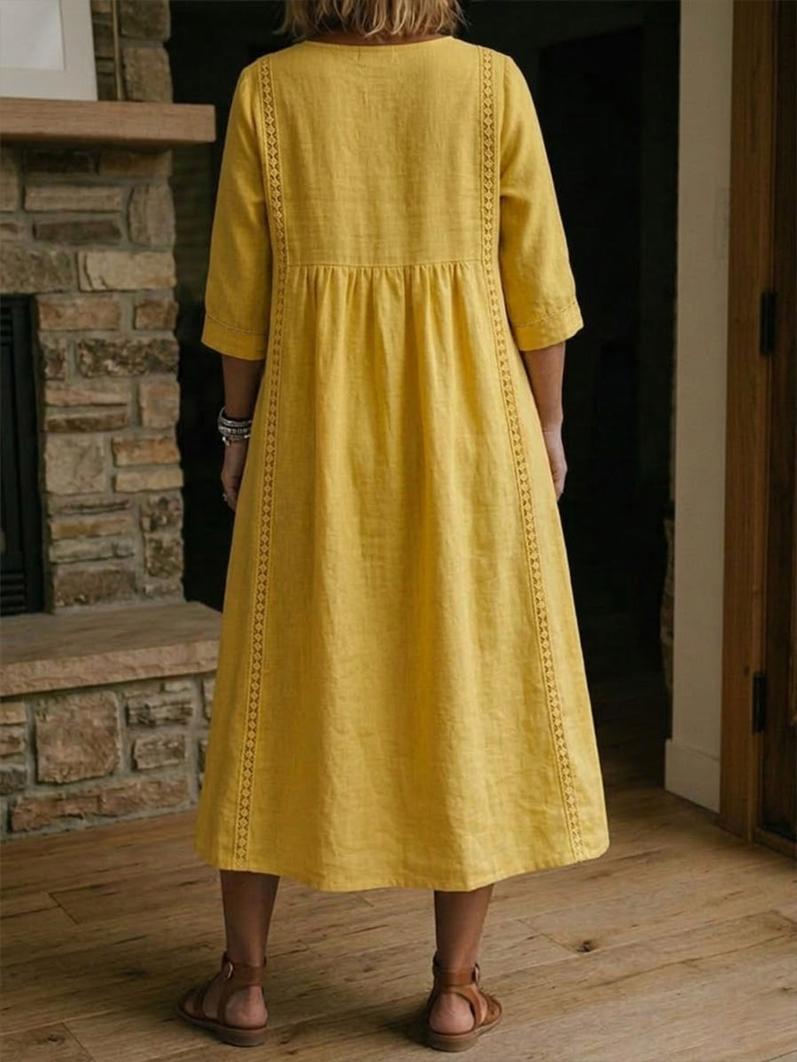 Alba | Abito maxi con stampa floreale artistica e cotone premium