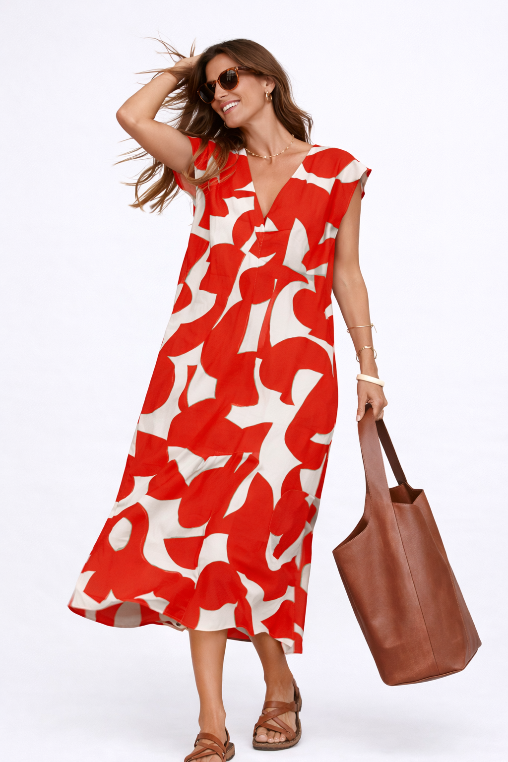 Camelia | Abito midi fluido con stampa vibrante