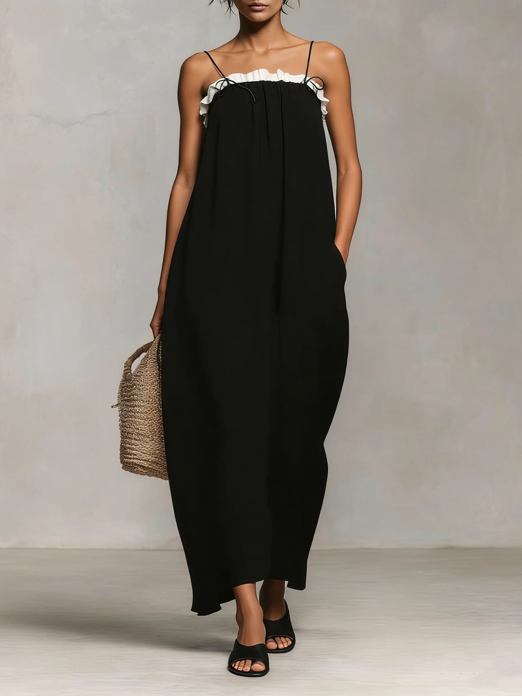 MARCO & BIANCA MILANO | MIRELLE ABITO MAXI CON BLOCCHI DI COLORE E SPALLINE SOTTILI DONNA