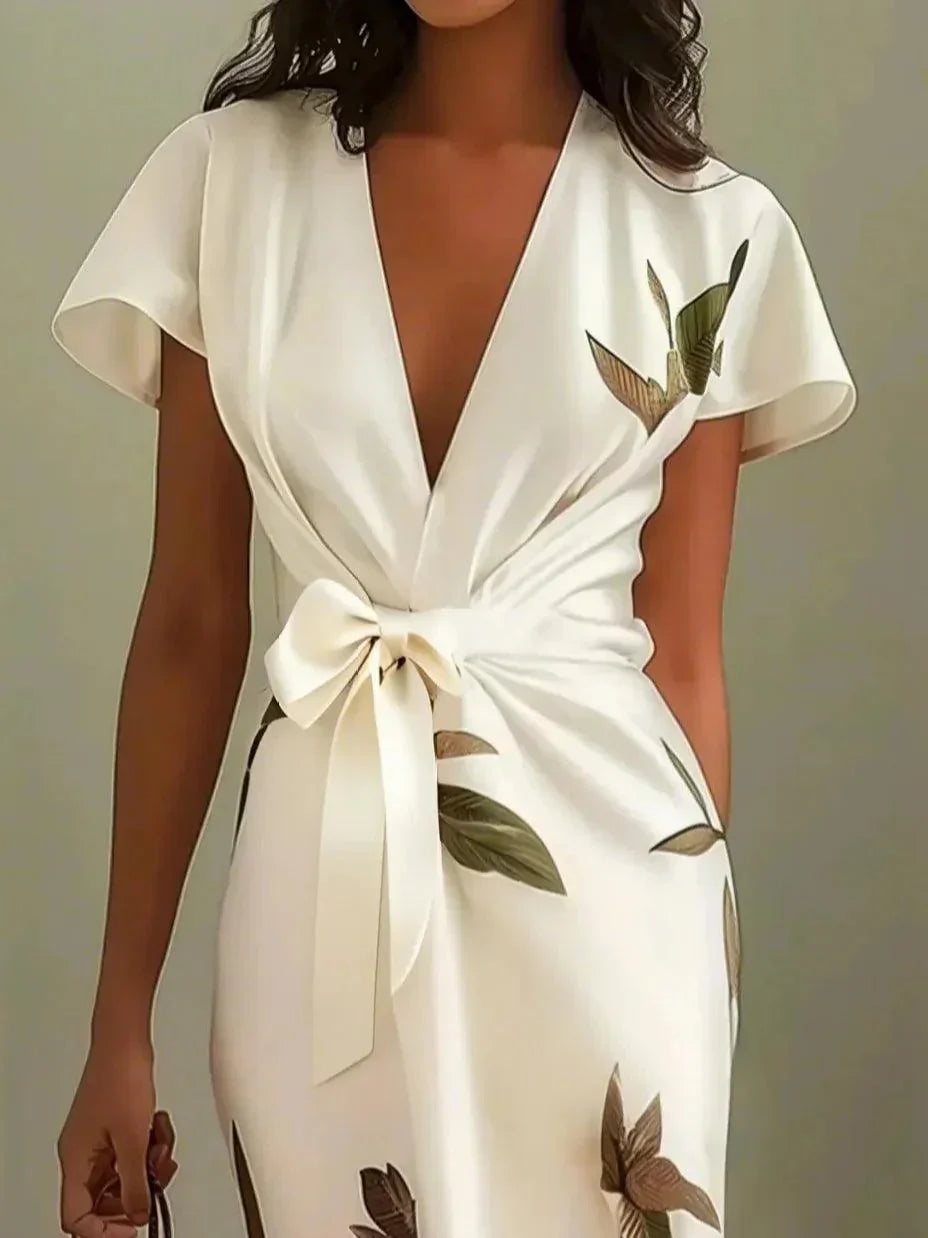 Aura | Abito in Raso Botanico