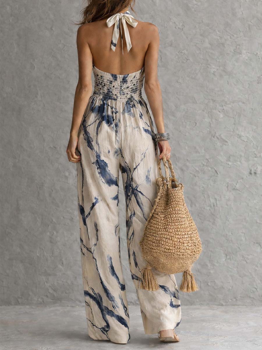 MARCO & BIANCA MILANO | TUTA A SCOLLO HALTER STAMPA INCHIOSTRO DONNA