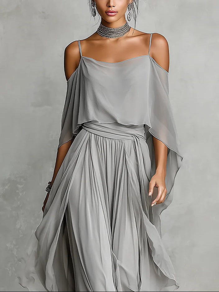 MARCO & BIANCA MILANO | COMPLETO IN CHIFFON GRIGIO DONNA