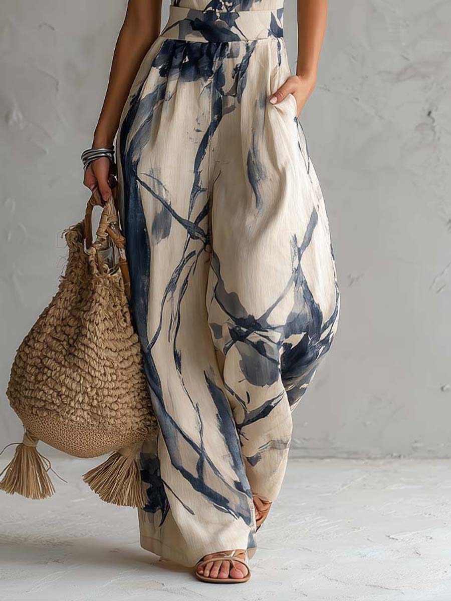 MARCO & BIANCA MILANO | TUTA A SCOLLO HALTER STAMPA INCHIOSTRO DONNA