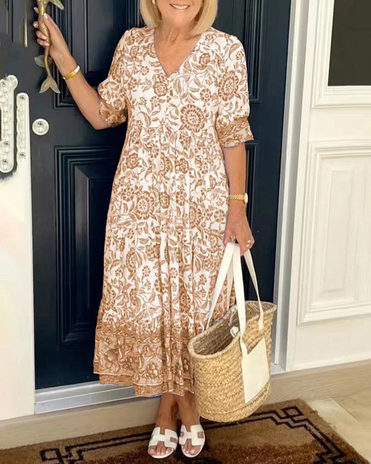MARCO & BIANCA MILANO | ROCÍO ABITO MAXI FLOREALE CON SCOLLO A V DONNA