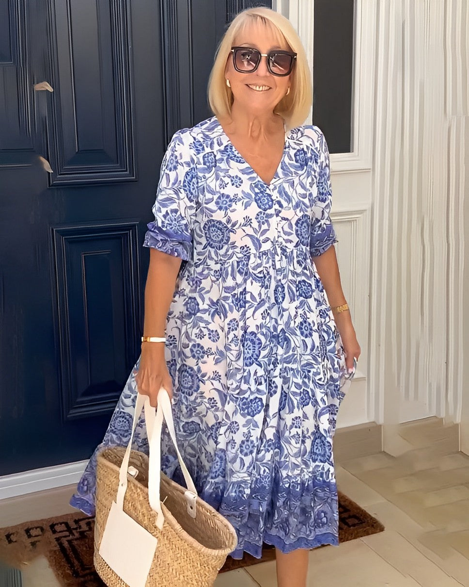 MARCO & BIANCA MILANO | ROCÍO ABITO MAXI FLOREALE CON SCOLLO A V DONNA