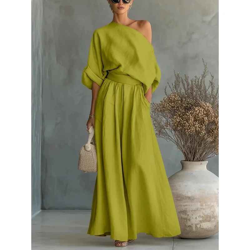 Lisa | Completo Top Off-Shoulder e Pantaloni Aderenti