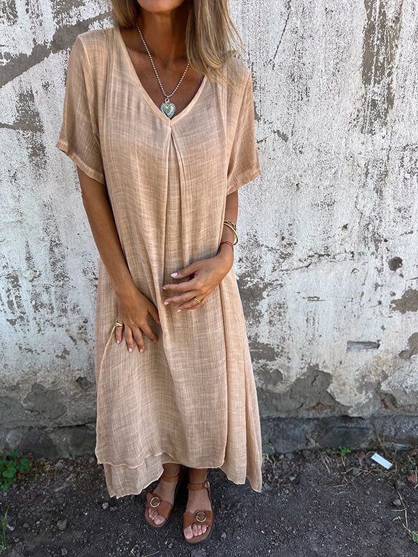Marisol | Abito maxi ampio con scollo a V e caduta fluida