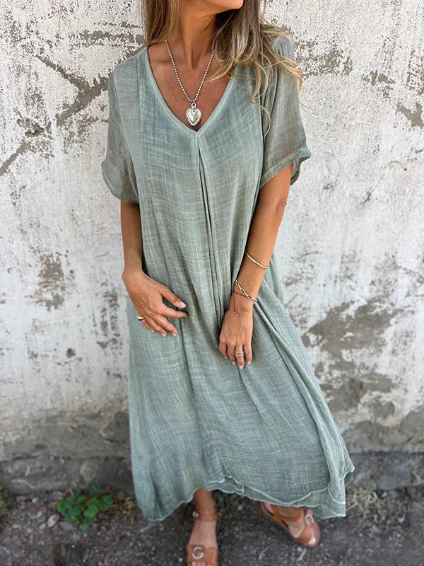 Marisol | Abito maxi ampio con scollo a V e caduta fluida