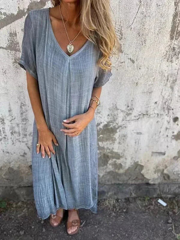 Marisol | Abito maxi ampio con scollo a V e caduta fluida