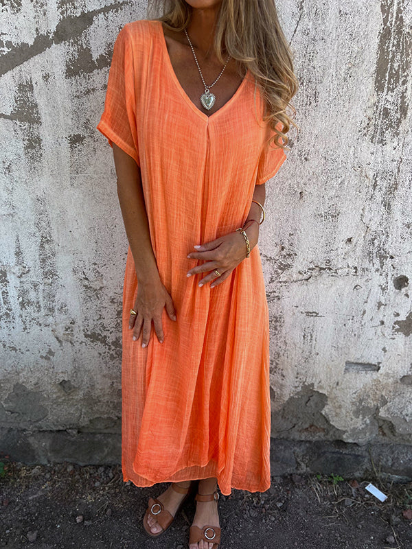 Marisol | Abito maxi ampio con scollo a V e caduta fluida