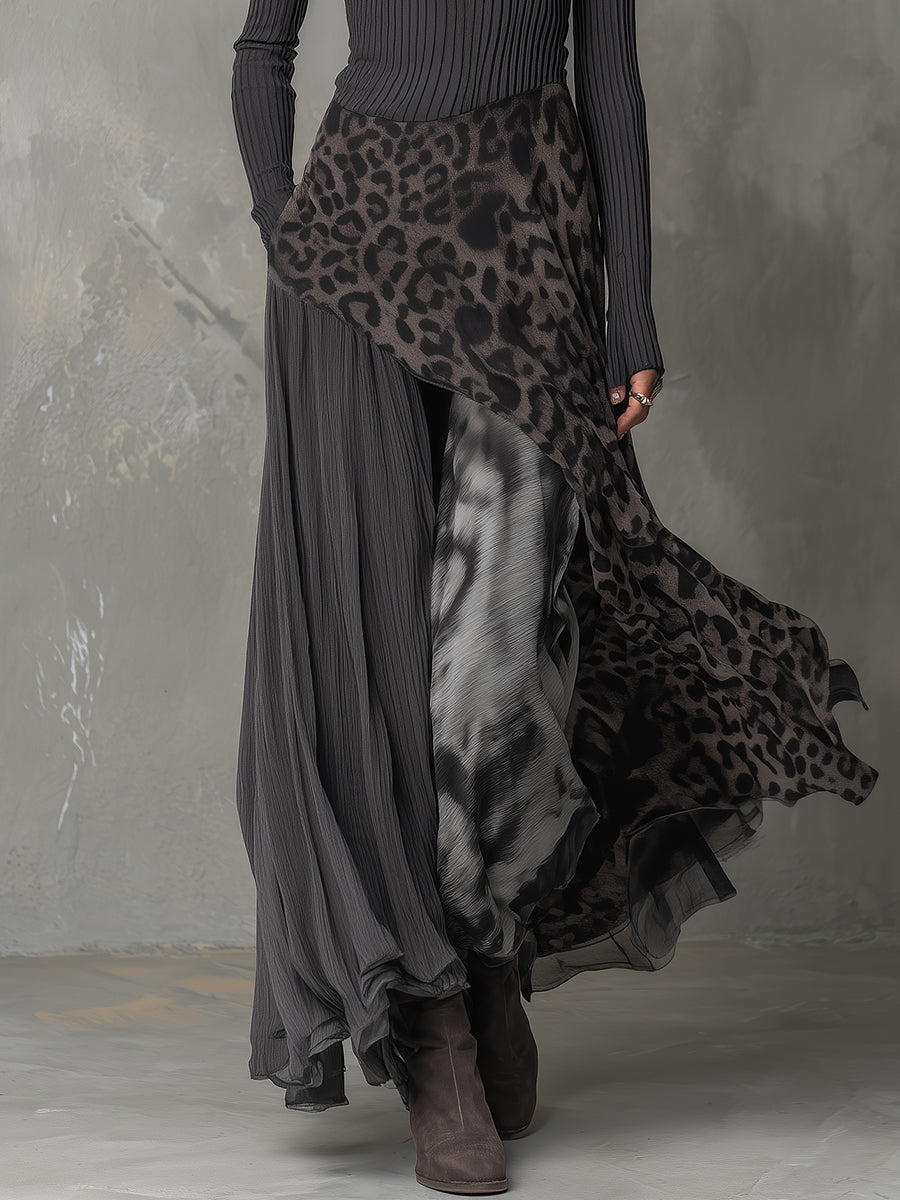 Bárbara | Abito maxi bohémien con stampa animalier