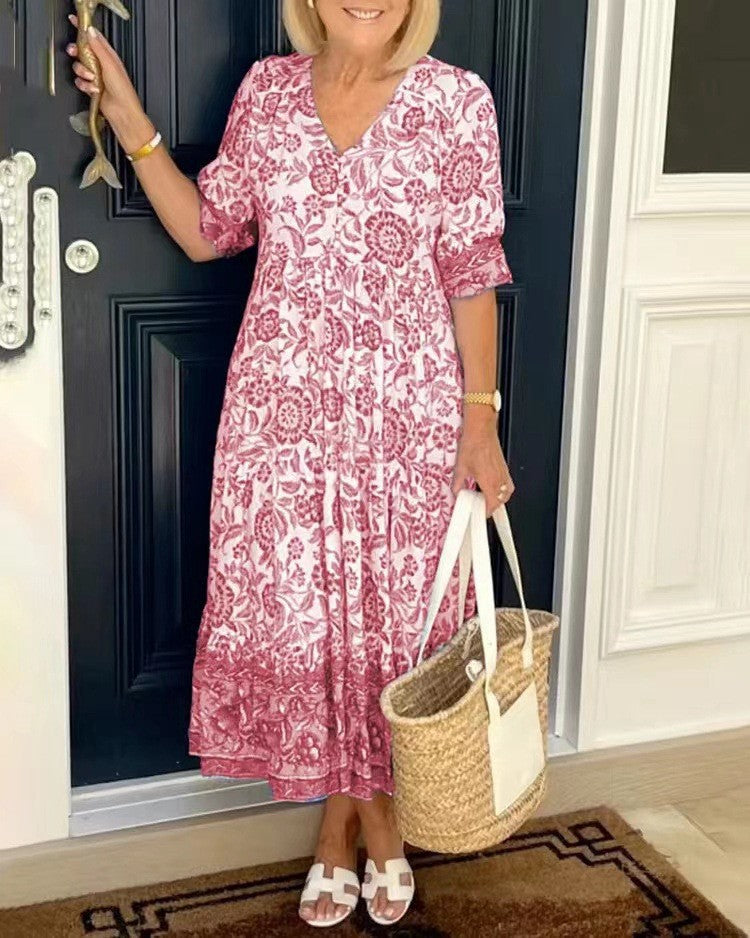 MARCO & BIANCA MILANO | ROCÍO ABITO MAXI FLOREALE CON SCOLLO A V DONNA
