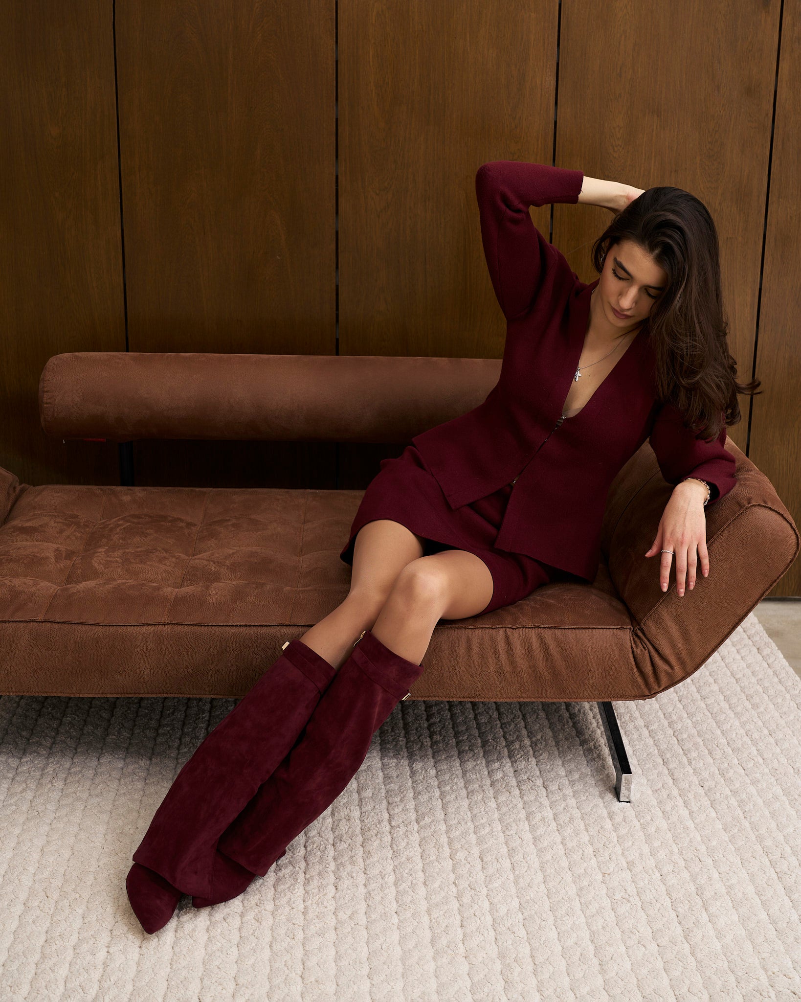 MARCO & BIANCA MILANO | STIVALI ALTI LAVISTA IN CAMOSCIO BORDEAUX DONNA