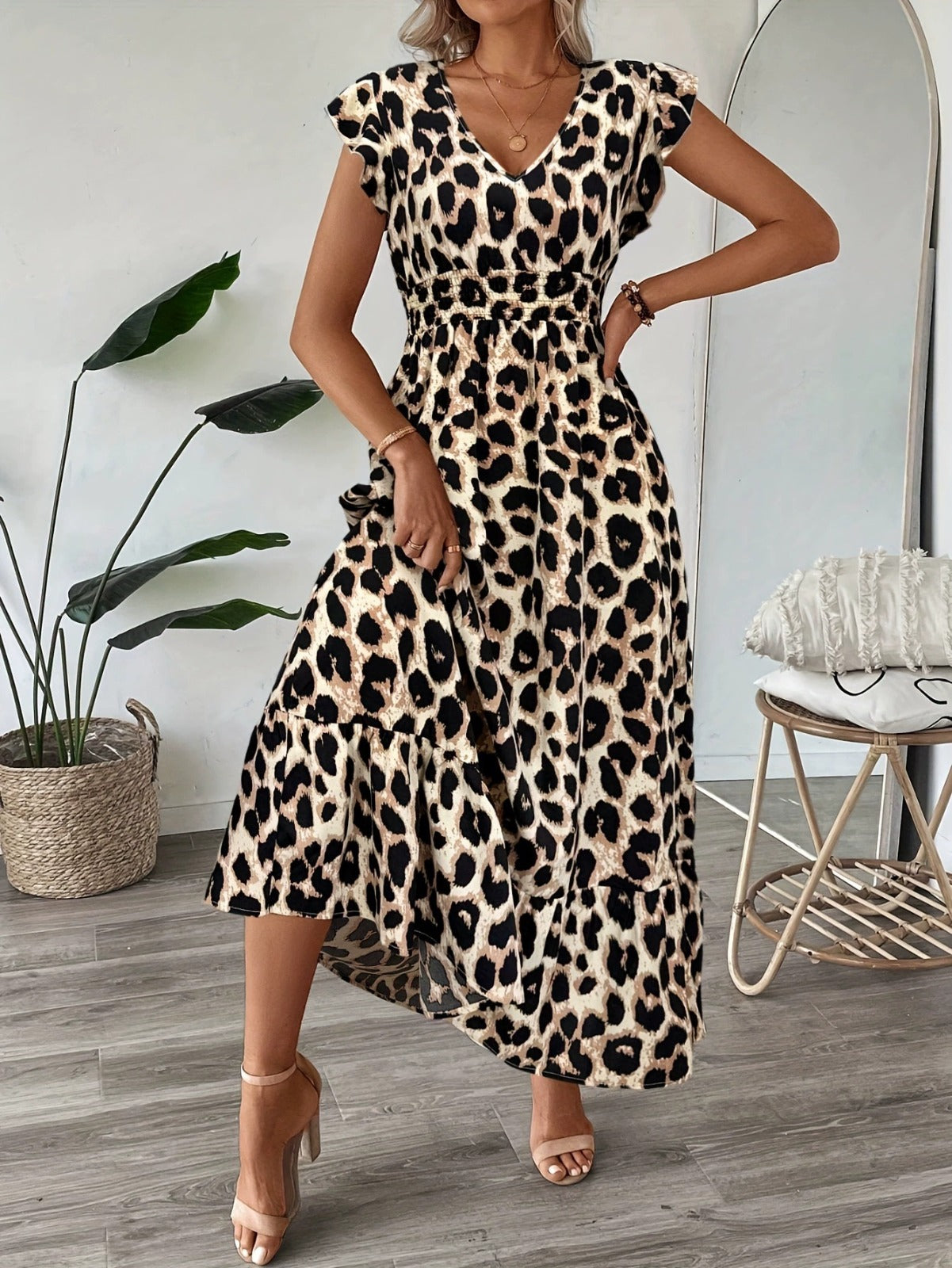 Candela | Abito maxi barocco con scollo a V