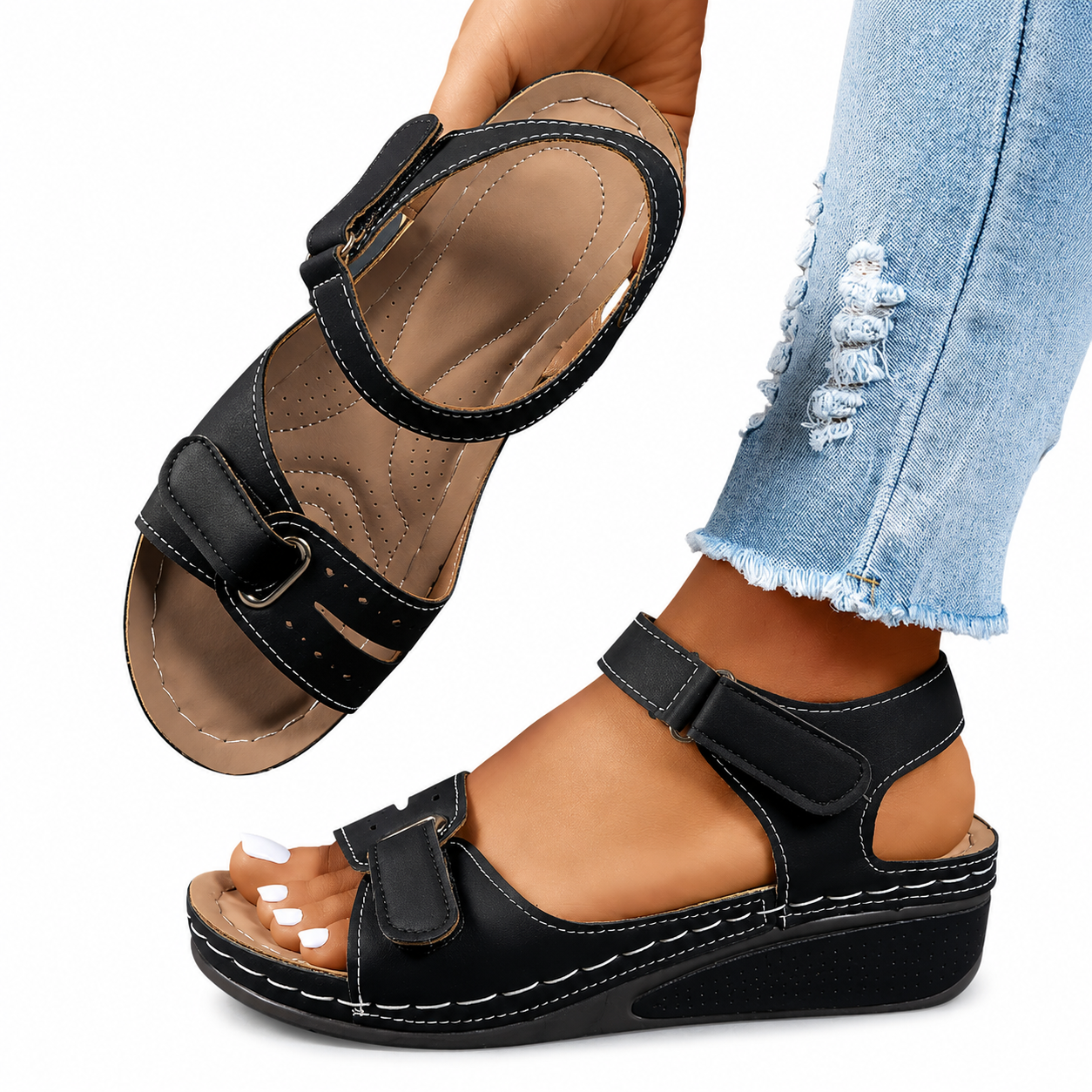 MARCO & BIANCA MILANO | SANDALI COMFORT CON ZEPPA E CINTURINO DONNA