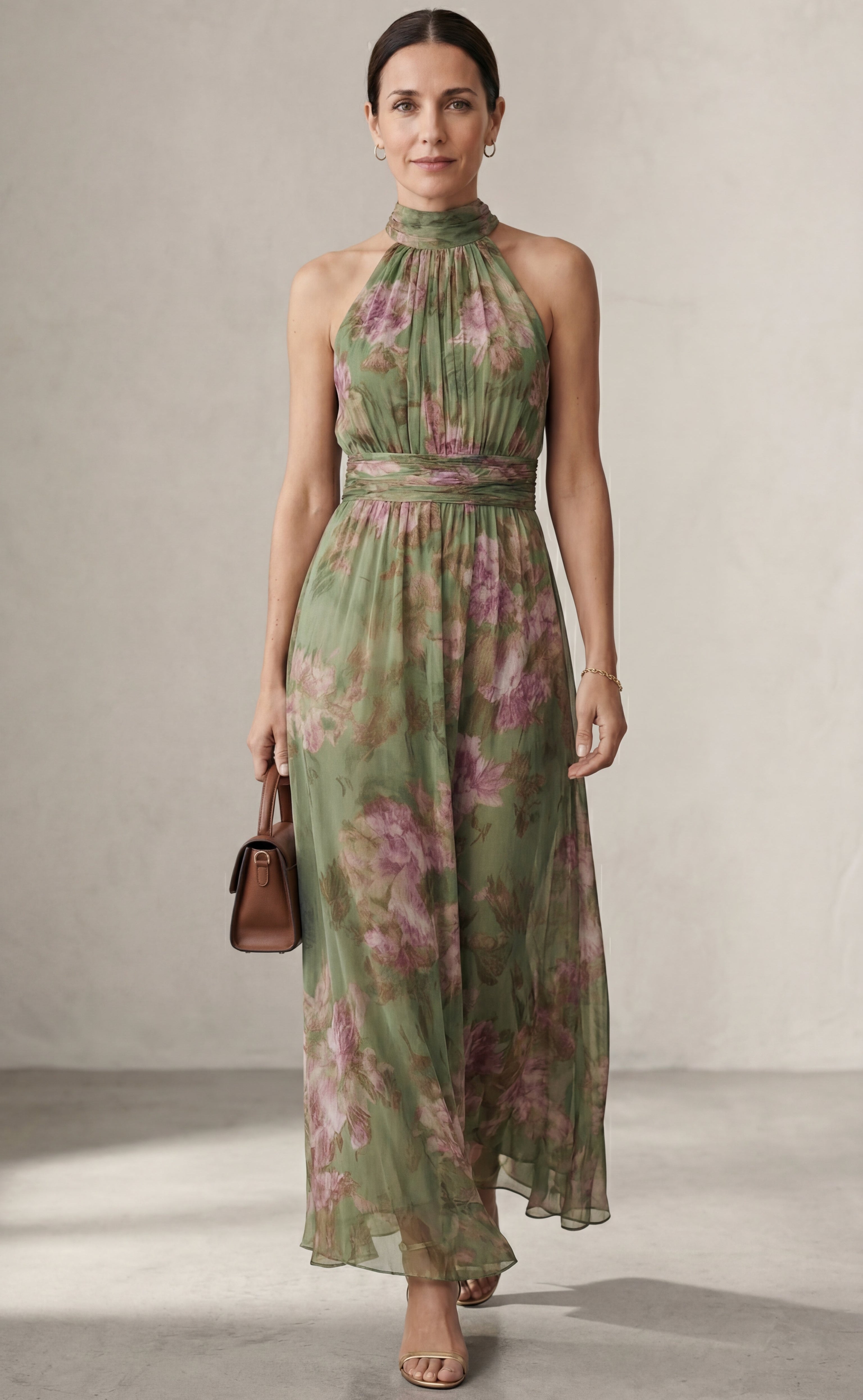 Livia™ | Elegante abito maxi halter floreale