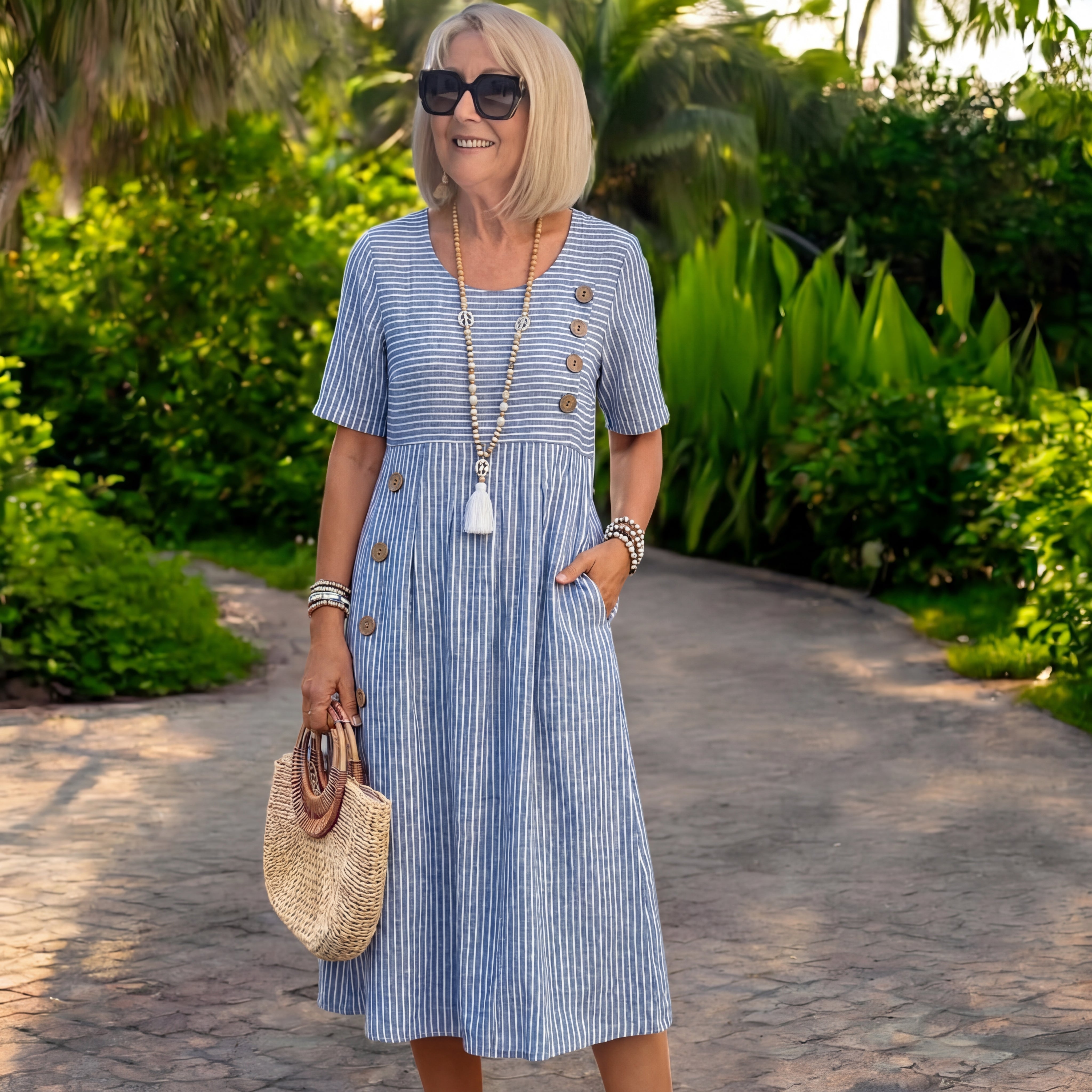 MARCO & BIANCA MILANO | JULIA ABITO MIDI A RIGHE DONNA
