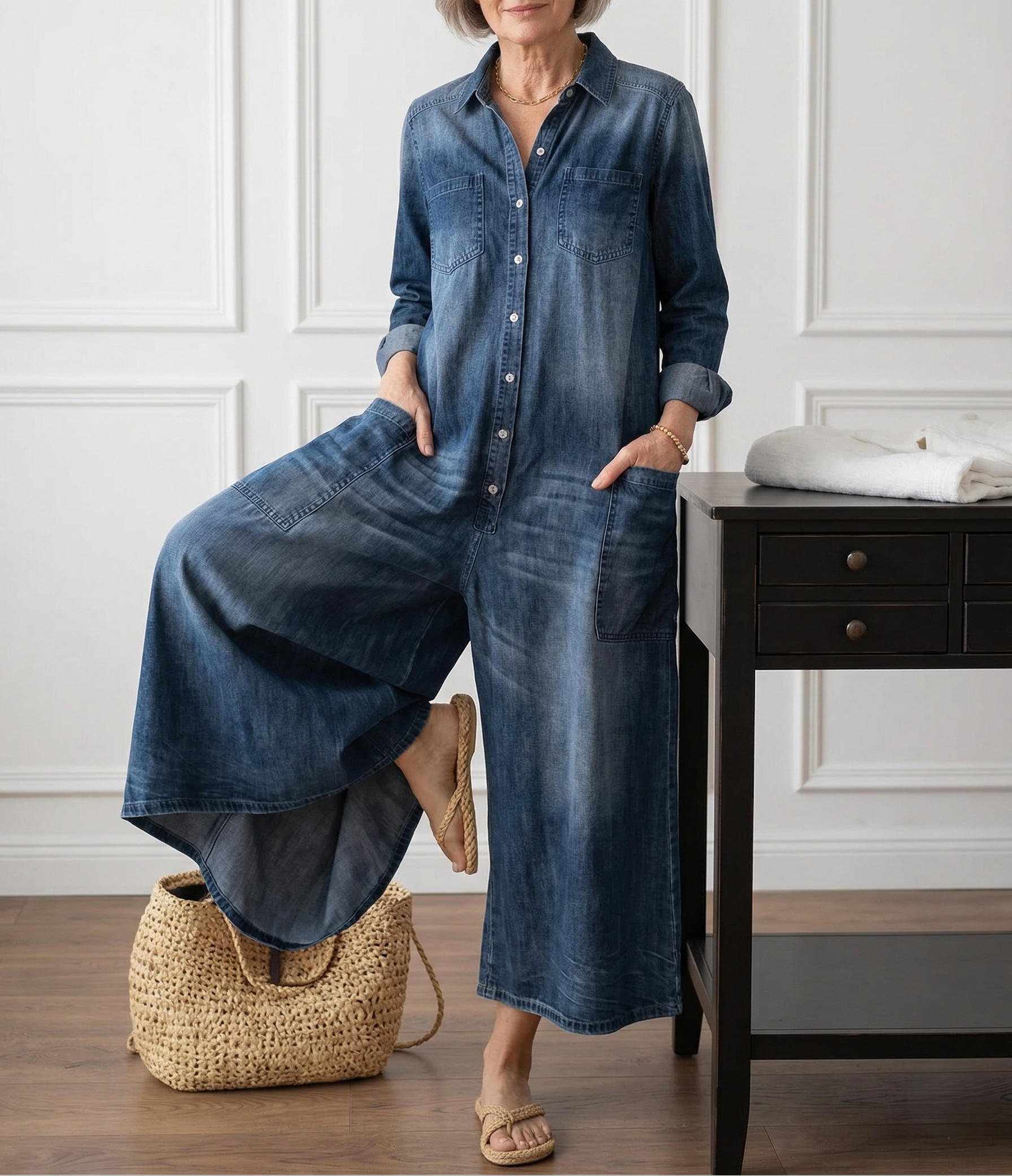 MARCO & BIANCA MILANO | DIANA TUTA IN DENIM VINTAGE CON BOTTONI DONNA