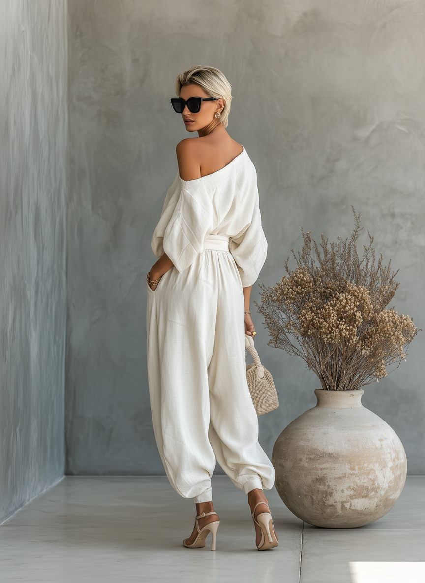 Lisa | Completo Top Off-Shoulder e Pantaloni Aderenti
