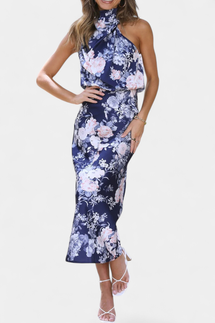 Lisa | Maxi Abito Floreale con Collo all'Americana