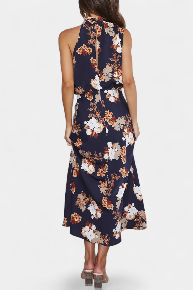 Lisa | Maxi Abito Floreale con Collo all'Americana