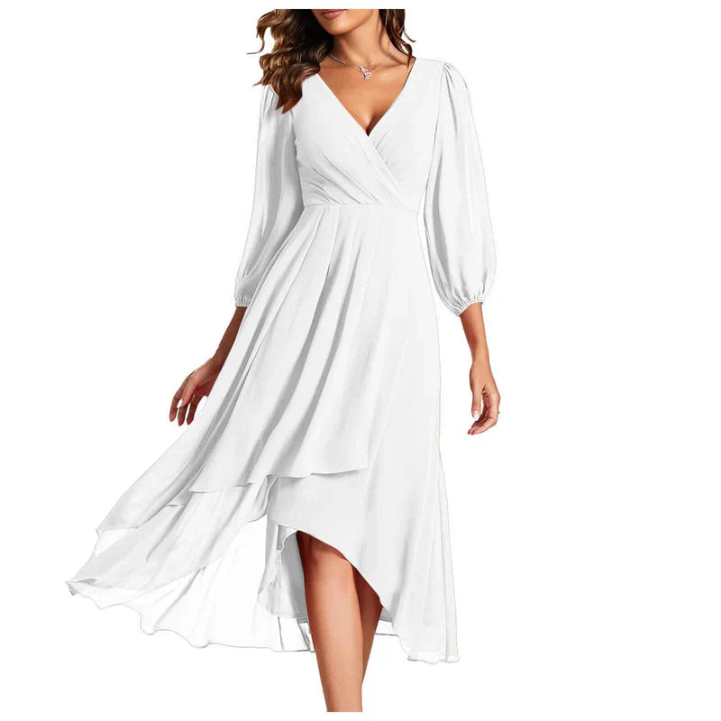 VITTORIA | Elegantes Kleid mit asymmetrischem Saum und fließenden Ärmeln Raffinierter Look für jeden Anlass