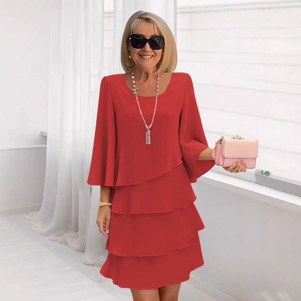 MARCO & BIANCA MILANO | MARIA ABITO MIDI ELEGANTE CON VOLANT DONNA