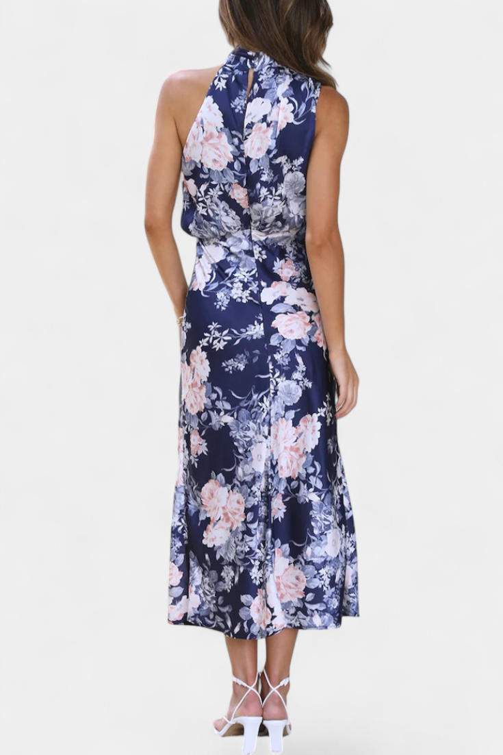 Lisa | Maxi Abito Floreale con Collo all'Americana