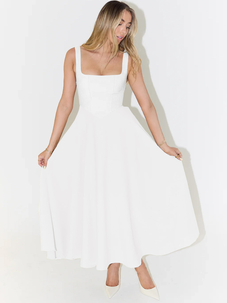 Grace | Abito midi fluido con scollo quadrato