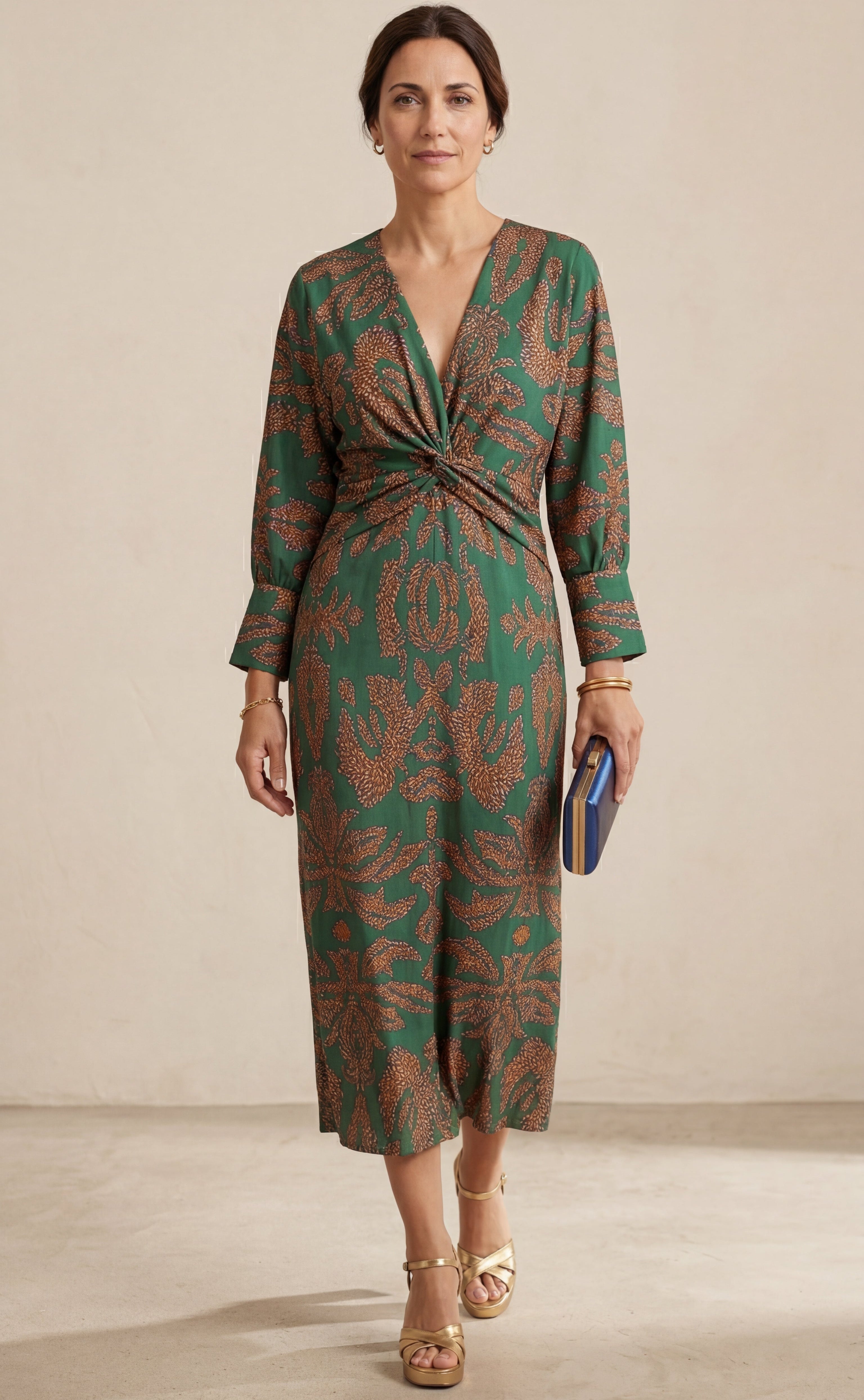Isadora™ – Elegante Abito Midi con Stampa dal Fascino Senza Tempo