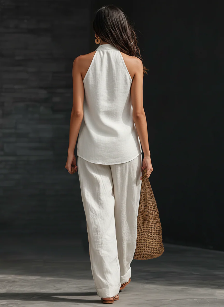 MARCO & BIANCA MILANO | ZOË COMPLETO SENZA MANICHE CON PANTALONI LARGHI DONNA