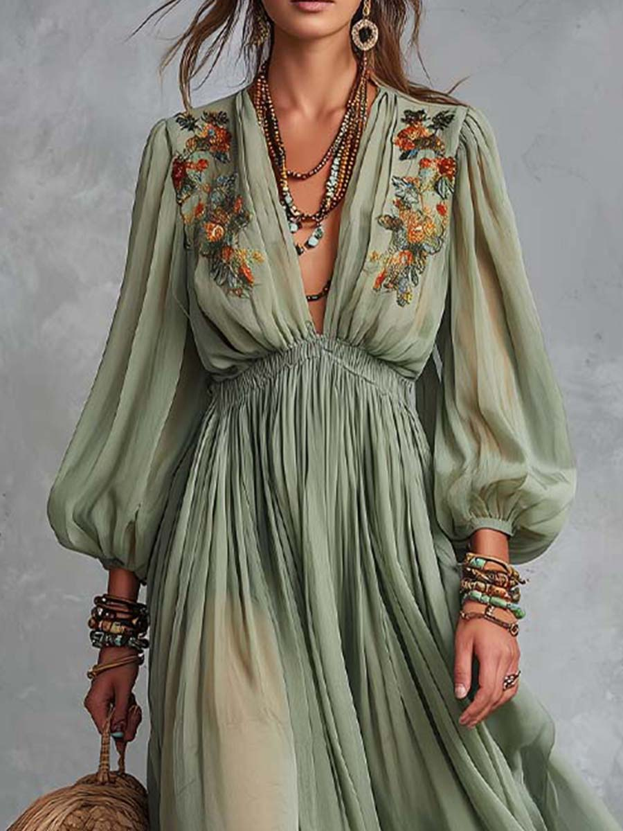 MARCO & BIANCA MILANO | ÉLODINE ABITO MAXI BOHEMIEN CON STAMPA FLOREALE DONNA