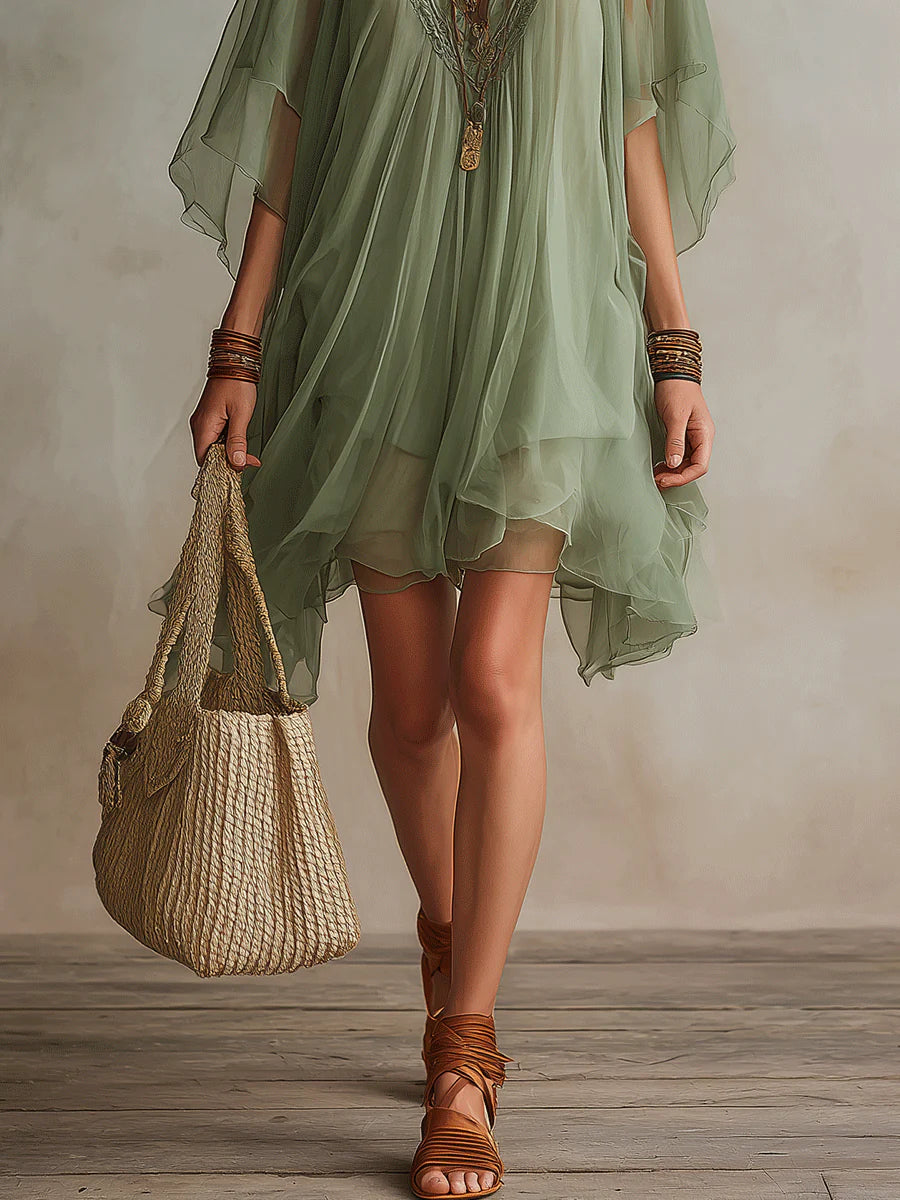 MARCO & BIANCA MILANO | ABITO MINI IN CHIFFON VERDE DONNA