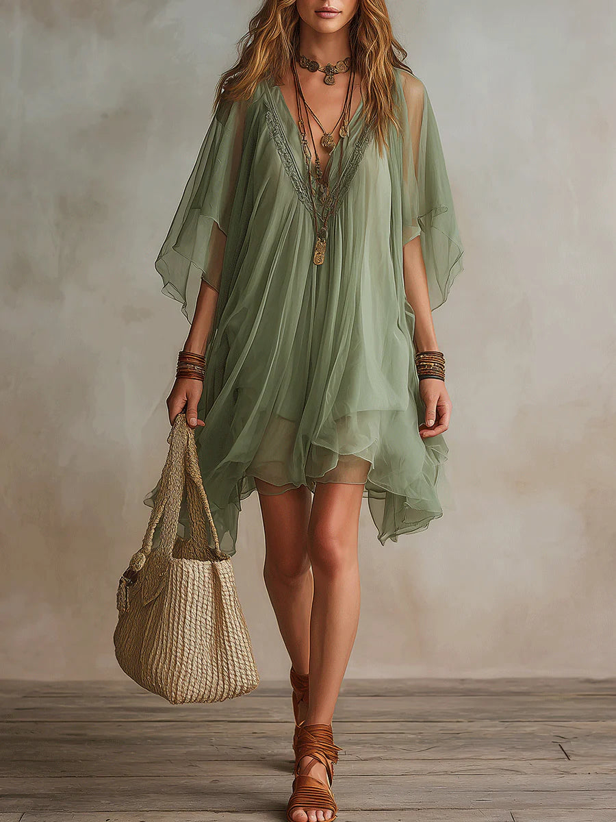 MARCO & BIANCA MILANO | ABITO MINI IN CHIFFON VERDE DONNA