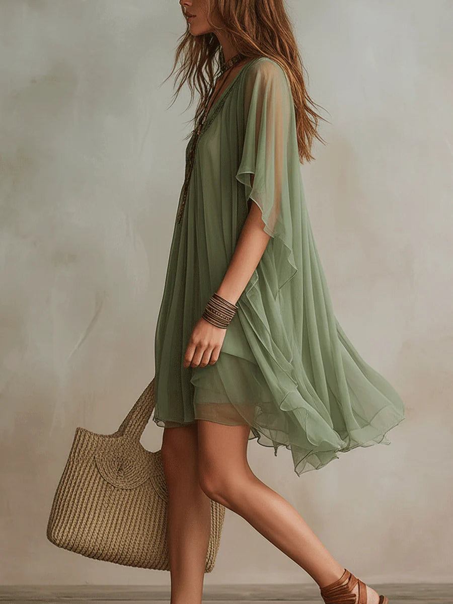 MARCO & BIANCA MILANO | ABITO MINI IN CHIFFON VERDE DONNA