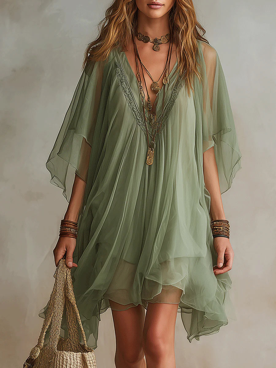 MARCO & BIANCA MILANO | ABITO MINI IN CHIFFON VERDE DONNA