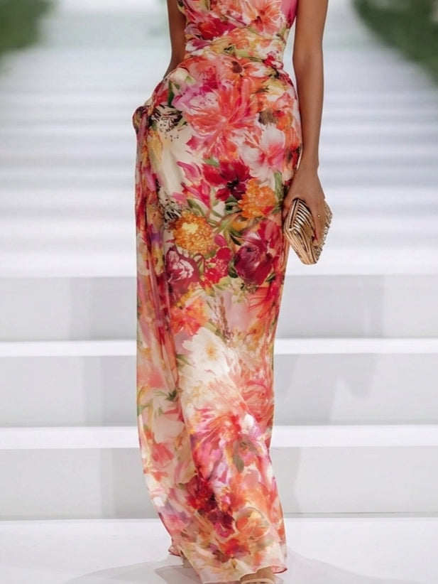 MARCO & BIANCA MILANO | ABITO MAXI IN CHIFFON ROSSO DONNA