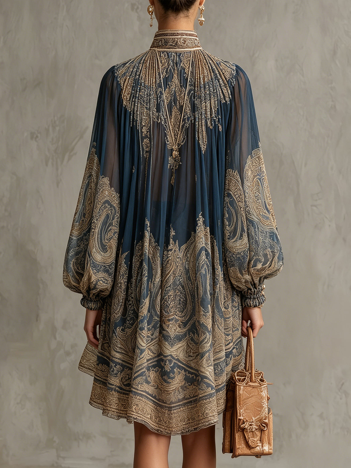 MARCO & BIANCA MILANO | ABITO MINI BLU NAVY STAMPA BAROCCA DONNA