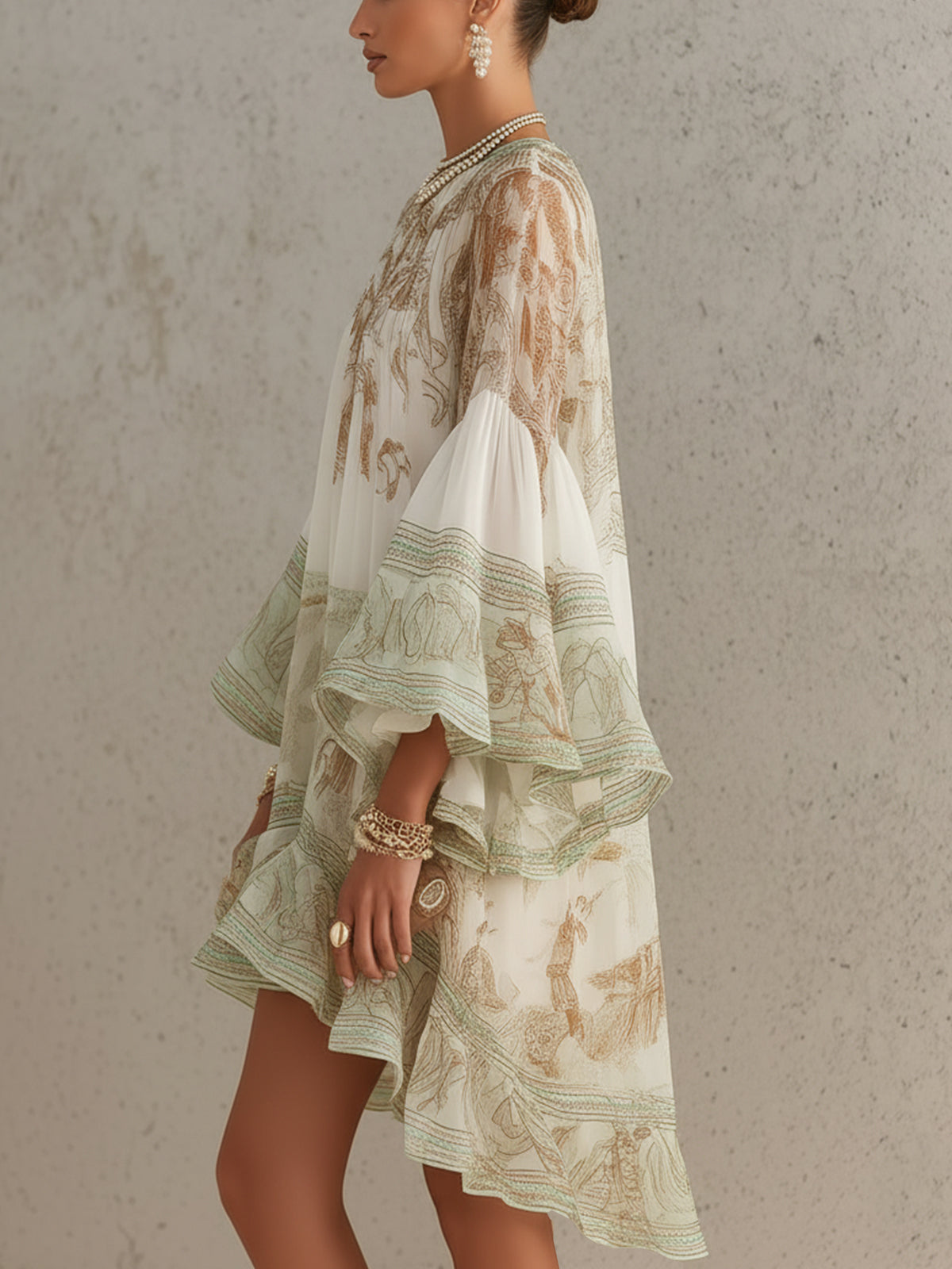 MARCO & BIANCA MILANO | ABITO MINI IN CHIFFON A RIGHE VERDE DONNA