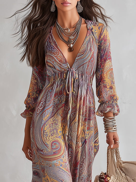 MARCO & BIANCA MILANO | ABITO MAXI IN CHIFFON PAISLEY DONNA