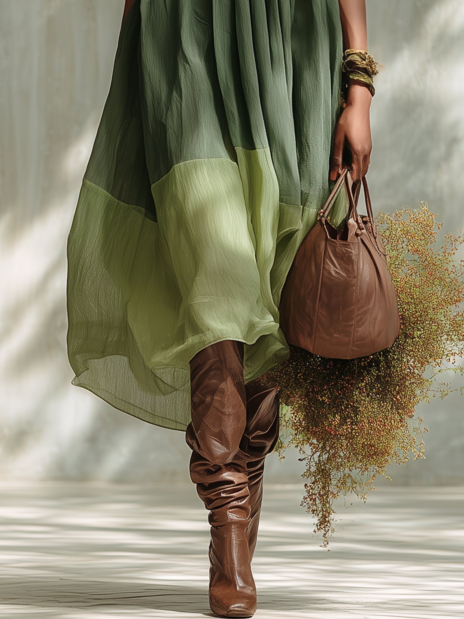 MARCO & BIANCA MILANO | ABITO MIDI IN CHIFFON VERDE DONNA