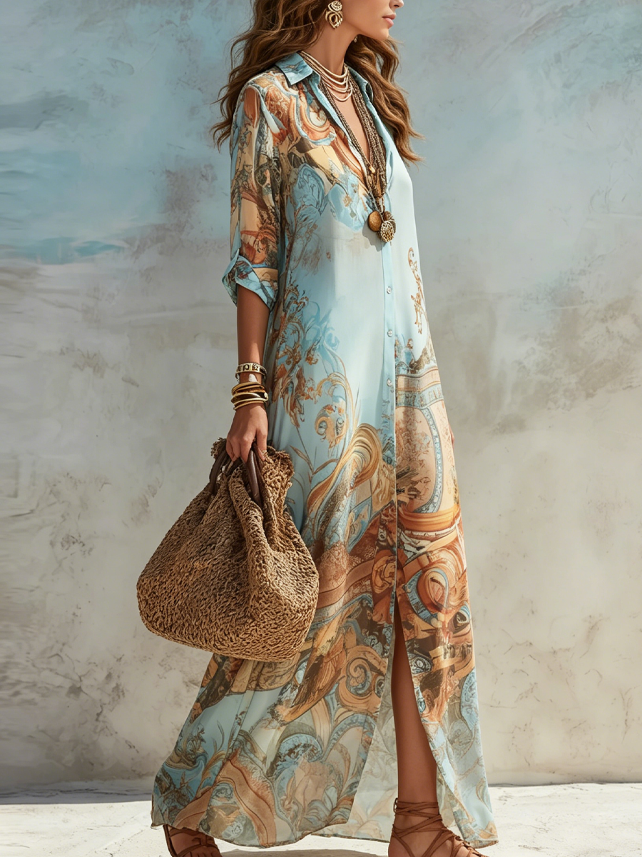 MARCO & BIANCA MILANO | LORNA ABITO CHEMISIER MEDITERRANEO DONNA