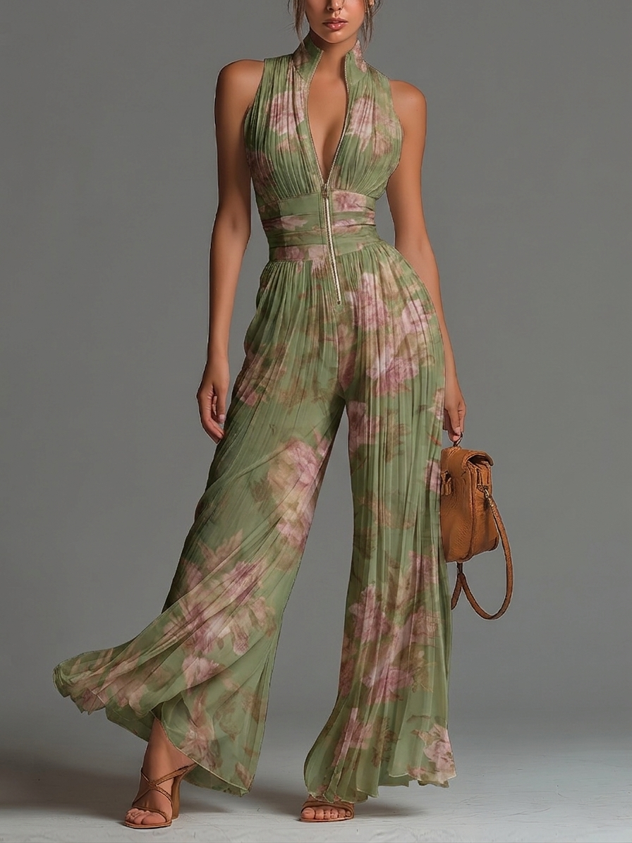 MARCO & BIANCA MILANO | TUTA IN CHIFFON VERDE FLOREALE DONNA